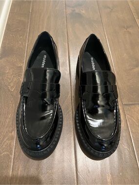 Madden Girl Patent Black Women's Penny Loafers